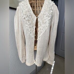 SIDEFFECTS of California (1984) VTG sweater-cardigan beads, pearl,crystal,lace